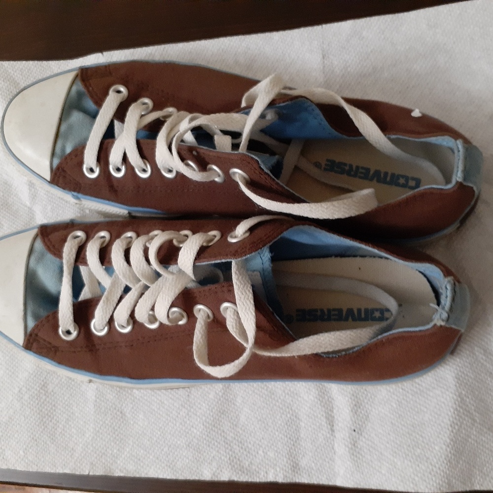 Used brown and blue Converse